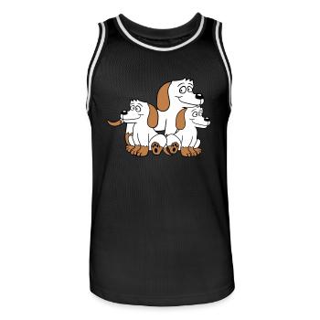 Three Dogs Family Child Mother Father Dad Mom Sweet - Men's Basketball Jersey - black/white - Front - AI Model Male 185 dark (185cm)