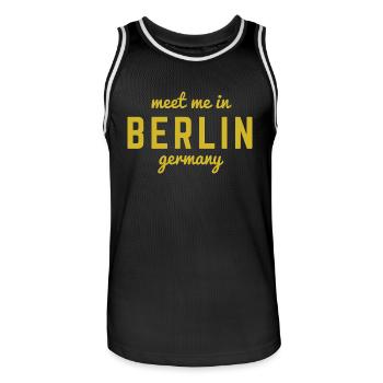Berlin Deutschland Fan Flagge Design T Shirt - Männer Basketball-Trikot - Schwarz/Weiß - Vorne - AI Model Male 185 dark (185cm)