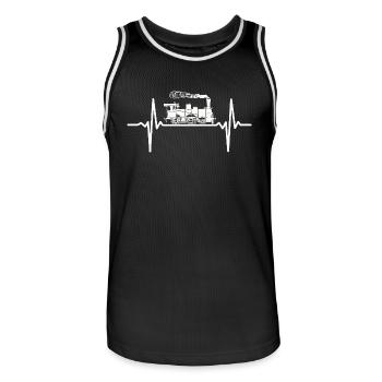 Locomotive Heartbeat Train Lover - Men's Basketball Jersey - black/white - Front - AI Model Male 185 dark (185cm)