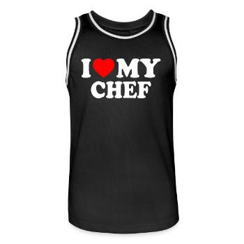 I love my chef - Männer Basketball-Trikot - Schwarz/Weiß - Vorne - AI Model Male 185 dark (185cm)