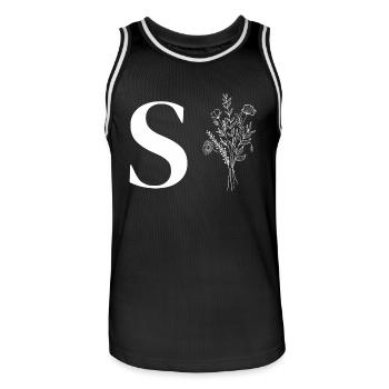 Minimalist flowers - Men's Basketball Jersey - black/white - Front - AI Model Male 185 dark (185cm)