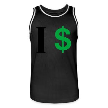 Lettre i dollar - Maillot de basket Homme - noir/blanc - Devant - AI Model Male 185 dark (185cm)