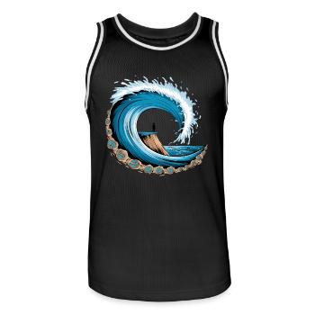 Peaceful Ocean Wave with Surf Vibes - Men's Basketball Jersey - black/white - Front - AI Model Male 185 dark (185cm)