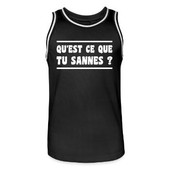 qu'est ce que tu sannes ? expression aveyron - Maillot de basket Homme - noir/blanc - Devant - AI Model Male 185 dark (185cm)
