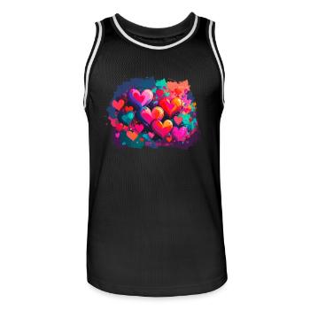 hearts,colorful,pink,graffiti,heart,painting - Men's Basketball Jersey - black/white - Front - AI Model Male 185 dark (185cm)