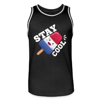 Summer Popsicle Stay Cool Funny Bomb Retro 80s - Maillot de basket Homme - noir/blanc - Devant - AI Model Male 185 dark (185cm)