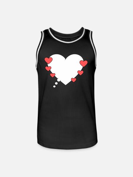 Denkblase mit Herzen - Männer Basketball-Trikot - Schwarz/Weiß