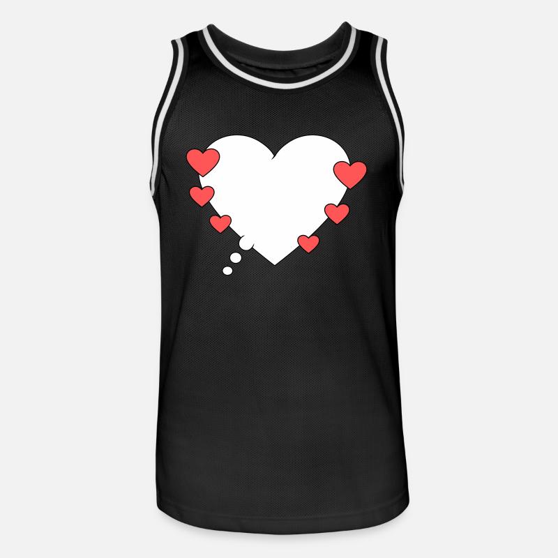 Denkblase mit Herzen - Männer Basketball-Trikot - Schwarz/Weiß