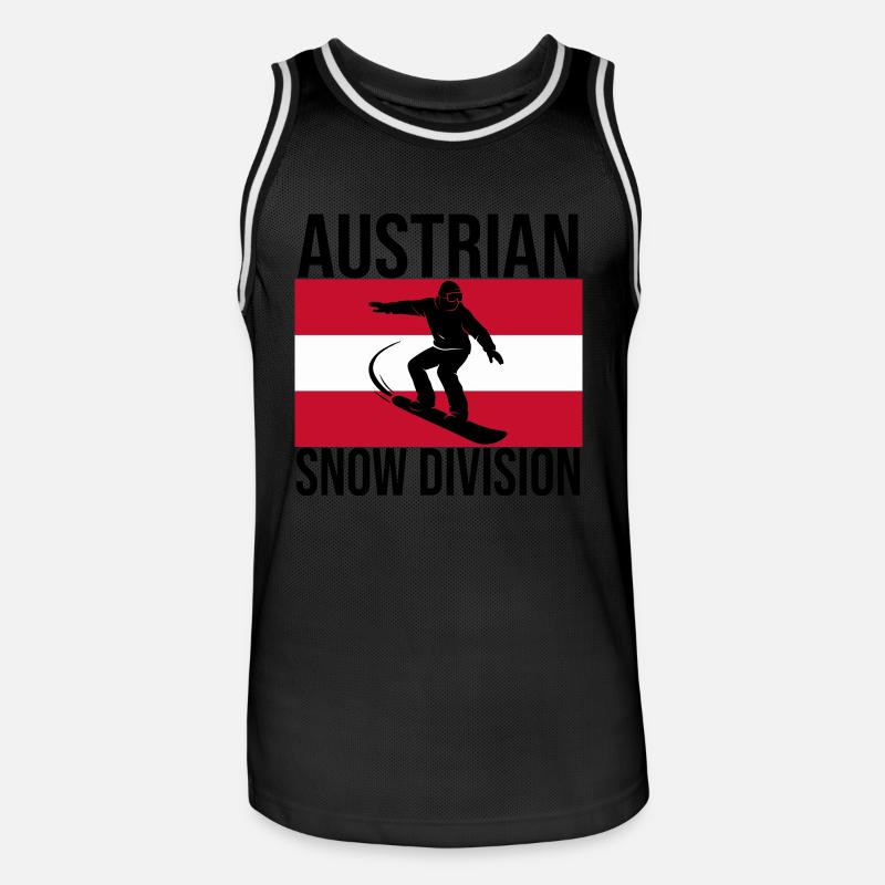 Austrian Snow Division Snowboard Tee - Männer Basketball-Trikot - Schwarz/Weiß