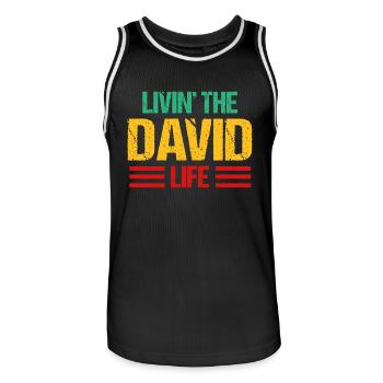 David - Männer Basketball-Trikot - Schwarz/Weiß - Vorne - AI Model Male 185 dark (185cm)