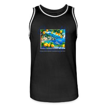 amalfi, lemons, porcelain, Italy, landscape - Men's Basketball Jersey - black/white - Front - AI Model Male 185 dark (185cm)