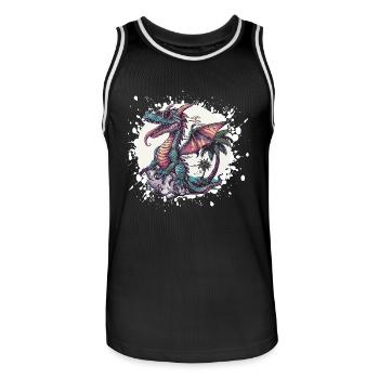Dragon Summer Holiday - Men's Basketball Jersey - black/white - Front - AI Model Male 185 dark (185cm)
