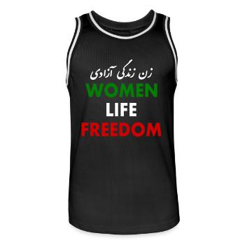 Women life freedom - Maillot de basket Homme - noir/blanc - Devant - AI Model Male 185 dark (185cm)