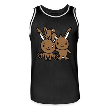 3 Lapins Famille Enfants Parents Trois Frères et sœurs Mignon - Maillot de basket Homme - noir/blanc - Devant - AI Model Male 185 dark (185cm)