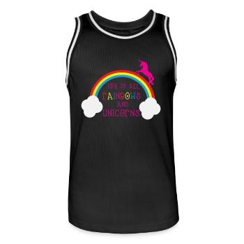 Rainbows & Unicorns - Maillot de basket Homme - noir/blanc - Devant - AI Model Male 185 dark (185cm)