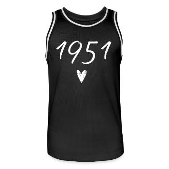 1951 coeur anniversaire - Maillot de basket Homme - noir/blanc - Devant - AI Model Male 185 dark (185cm)