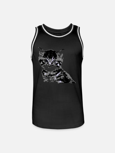 Katze Cat Katzengesicht - Männer Basketball-Trikot - Schwarz/Weiß