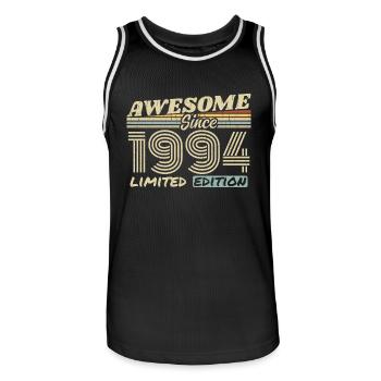 Vintage 1994 Rétro - Cadeau D’anniversaire 1994 - Maillot de basket Homme - noir/blanc - Devant - AI Model Male 185 dark (185cm)