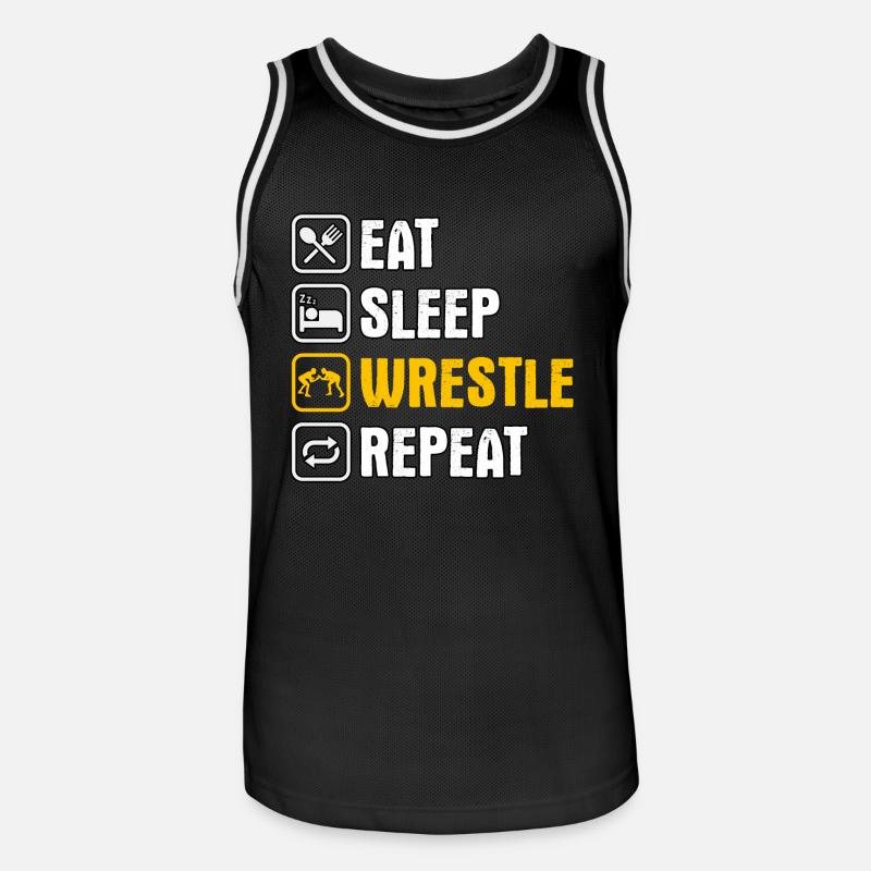 Manger Dormir Lutter Répéter - Maillot de basket Homme - noir/blanc