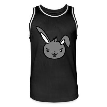 Lapin Mauvais Œil Coquin Cool Déterminé Drôle - Maillot de basket Homme - noir/blanc - Devant - AI Model Male 185 dark (185cm)