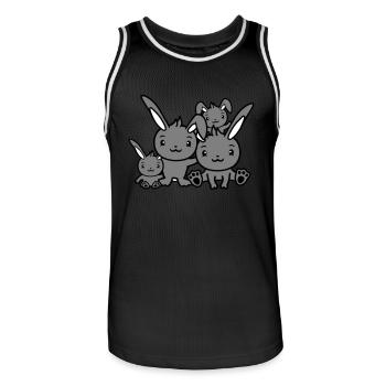 4 Hasen Familie Kinder Eltern Vier Geschwister Süß - Männer Basketball-Trikot - Schwarz/Weiß - Vorne - AI Model Male 185 dark (185cm)