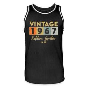 Vintage 1967 Édition Limitée - Maillot de basket Homme - noir/blanc - Devant - AI Model Male 185 dark (185cm)
