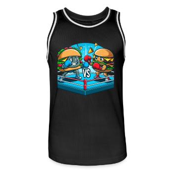 Boxing Hamburger - Men's Basketball Jersey - black/white - Front - AI Model Male 185 dark (185cm)