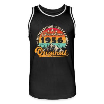 Vintage Born 1956 Birthday Gift. - Men's Basketball Jersey - black/white - Front - AI Model Male 185 dark (185cm)