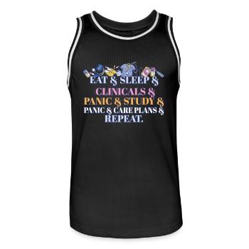 Funny Nurse Eat Sleep Clinicals Panic Medical - Men's Basketball Jersey - black/white - Front - AI Model Male 185 dark (185cm)