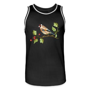 Bunter Vogel - Männer Basketball-Trikot - Schwarz/Weiß - Vorne - AI Model Male 185 dark (185cm)
