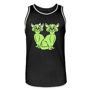 Zwei Katzen Paar 2 Romantisches verliebtes Pärchen - Männer Basketball-Trikot - Schwarz/Weiß - Vorne - AI Model Male 185 dark (185cm)