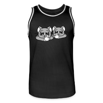 Böse Katzen Freunde Mittelfinger Beleidigung Team - Männer Basketball-Trikot - Schwarz/Weiß - Vorne - AI Model Male 185 dark (185cm)