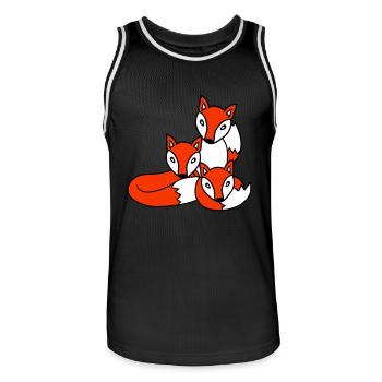 3 Renards Amis Famille Trois Enfants Équipe Mignon - Maillot de basket Homme - noir/blanc - Devant - AI Model Male 185 dark (185cm)