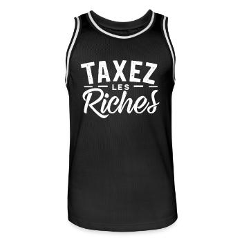 Taxez les riches - Maillot de basket Homme - noir/blanc - Devant - AI Model Male 185 dark (185cm)