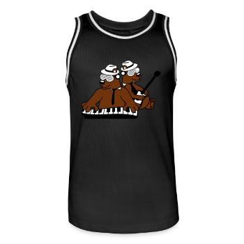 2 Bär Braunbär Keyboard Klavier Gitarre Band Team - Männer Basketball-Trikot - Schwarz/Weiß - Vorne - AI Model Male 185 dark (185cm)