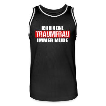 Ich bin eine Traumfrau, immer müde - Männer Basketball-Trikot - Schwarz/Weiß - Vorne - AI Model Male 185 dark (185cm)
