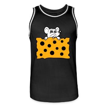 La souris mange d’énormes trous faim de fromage manger délicieux - Maillot de basket Homme - noir/blanc - Devant - AI Model Male 185 dark (185cm)