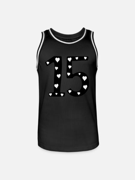 15 birthday with heart - Men's Basketball Jersey - black/white
