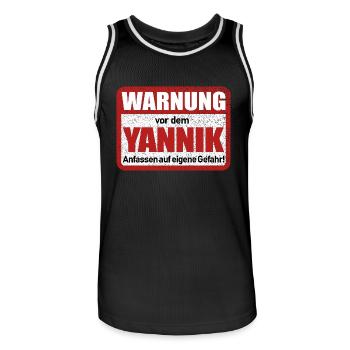 Yannik Name Lustiges Warnschild - Männer Basketball-Trikot - Schwarz/Weiß - Vorne - AI Model Male 185 dark (185cm)
