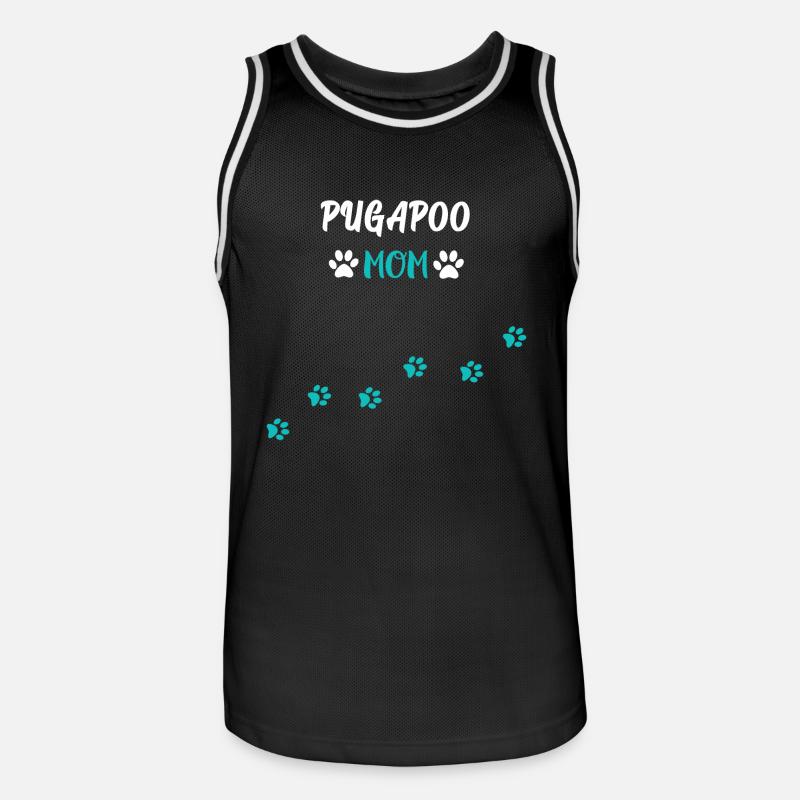 Pugapoo Mom - Pudel Mops Mix - Männer Basketball-Trikot - Schwarz/Weiß