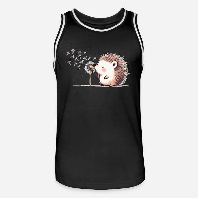Igel mit Pusteblume - Männer Basketball-Trikot - Schwarz/Weiß