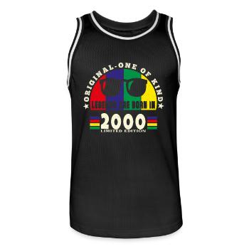 Original - One of Kind 2000 Birthday Gift. - Men's Basketball Jersey - black/white - Front - AI Model Male 185 dark (185cm)