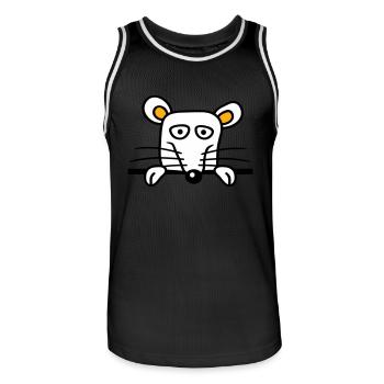 Maus Ratte hinter Mauer Zaun Schild guckt lustig - Männer Basketball-Trikot - Schwarz/Weiß - Vorne - AI Model Male 185 dark (185cm)