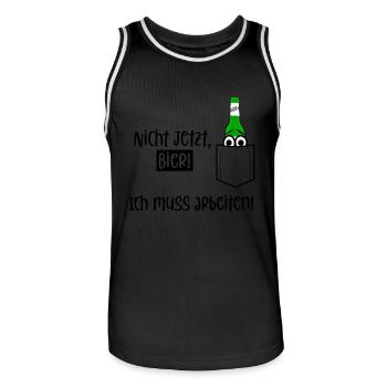 Nicht jetzt, Bier! Ich muss arbeiten! - Männer Basketball-Trikot - Schwarz/Weiß - Vorne - AI Model Male 185 dark (185cm)