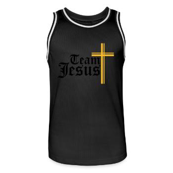 team crew kreuz herr jesus logo symbol design chri - Männer Basketball-Trikot - Schwarz/Weiß - Vorne - AI Model Male 185 dark (185cm)