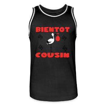 BIENTOT COUSIN - Maillot de basket Homme - noir/blanc - Devant - AI Model Male 185 dark (185cm)