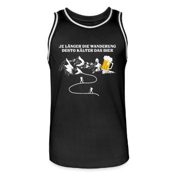 Je länger die Wanderung desto kälter das Bier - Männer Basketball-Trikot - Schwarz/Weiß - Vorne - AI Model Male 185 dark (185cm)