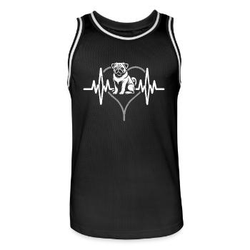 Herzschlag Mops Hund Haustier - Männer Basketball-Trikot - Schwarz/Weiß - Vorne - AI Model Male 185 dark (185cm)