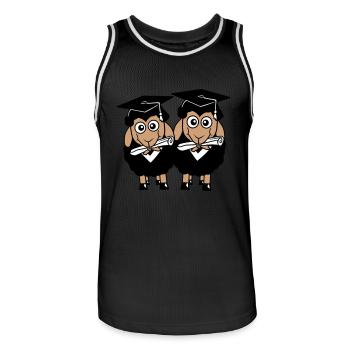 2 Sheep Certificate College Abi Two Students Team - Men's Basketball Jersey - black/white - Front - AI Model Male 185 dark (185cm)