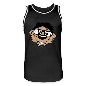 chien nerd hornglasses geek bretelles intelligent drôle - Maillot de basket Homme - noir/blanc - Devant - AI Model Male 185 dark (185cm)
